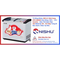 Tủ Đông Nishu Inverter Kính Cong 400 Lit Dàn Đồng Tủ Kem Tủ Siêu Thị NTK 488SKI